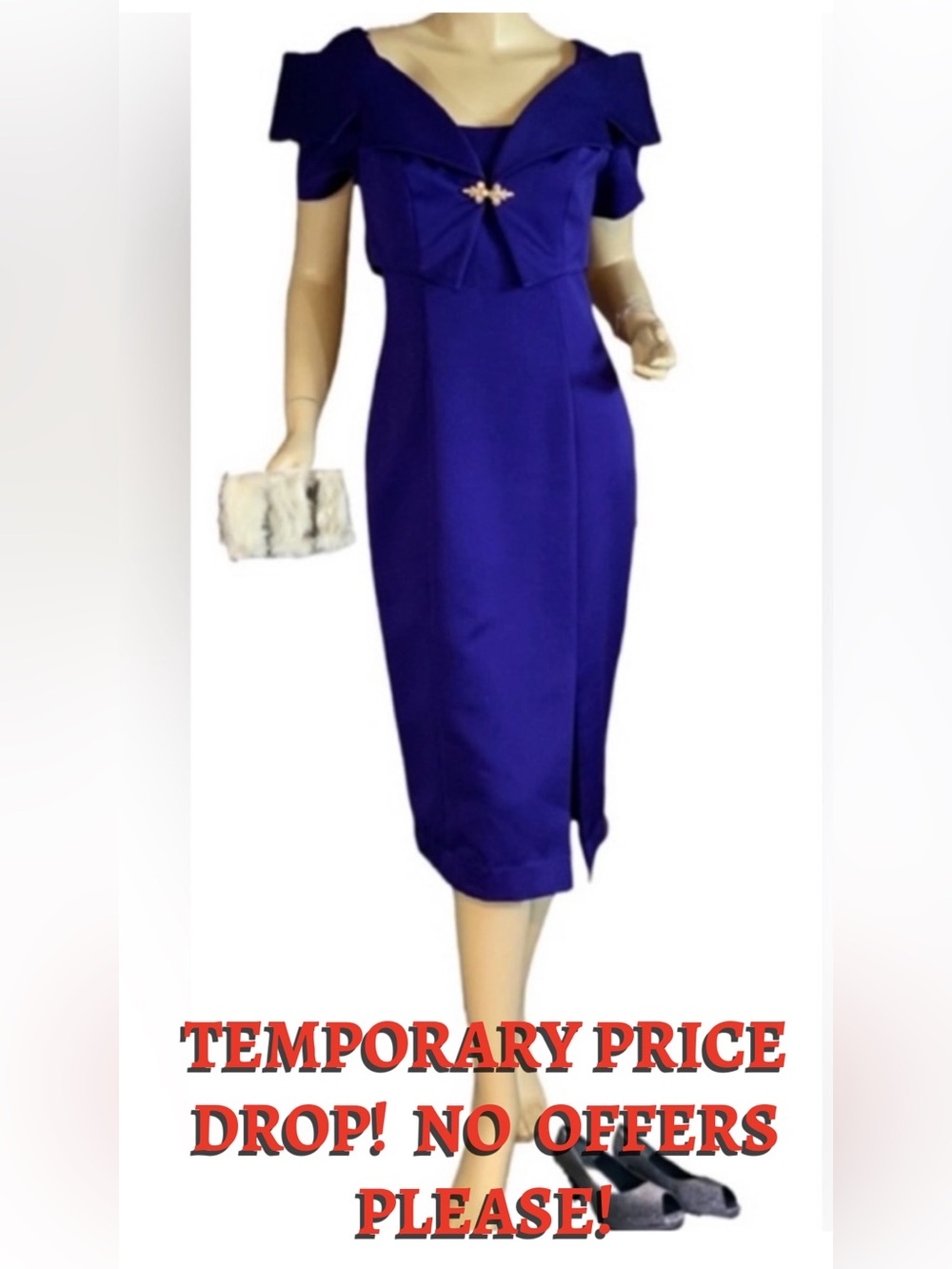 VINTAGE 1990'S ALEX EVENINGS ELECTRIC PURPLE/BLUE COCKTAIL DRESS & BOLERO SET 6